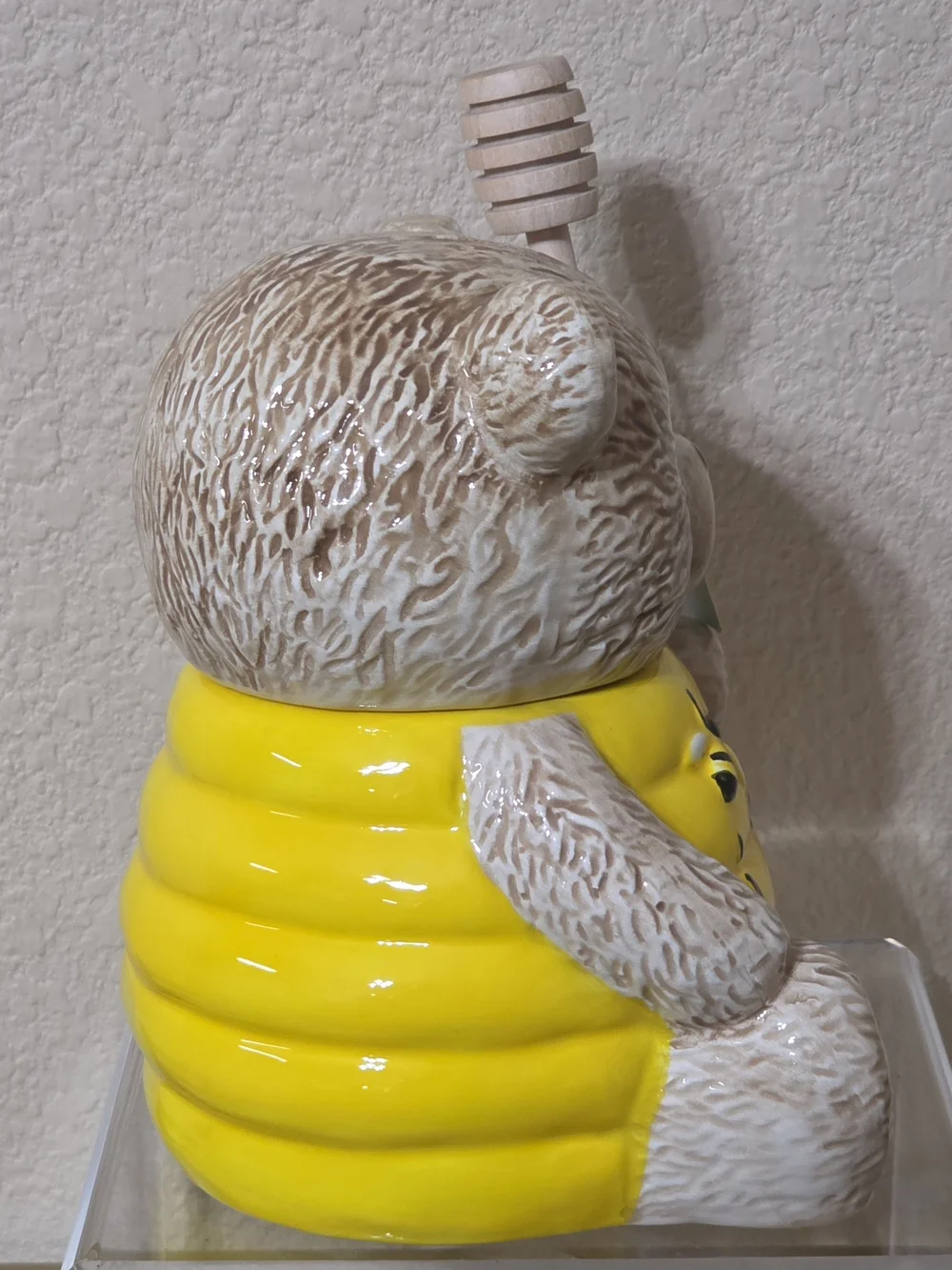 Honey Bear Jar & Dipper - Yellow Jar with Natural Wood Dipper